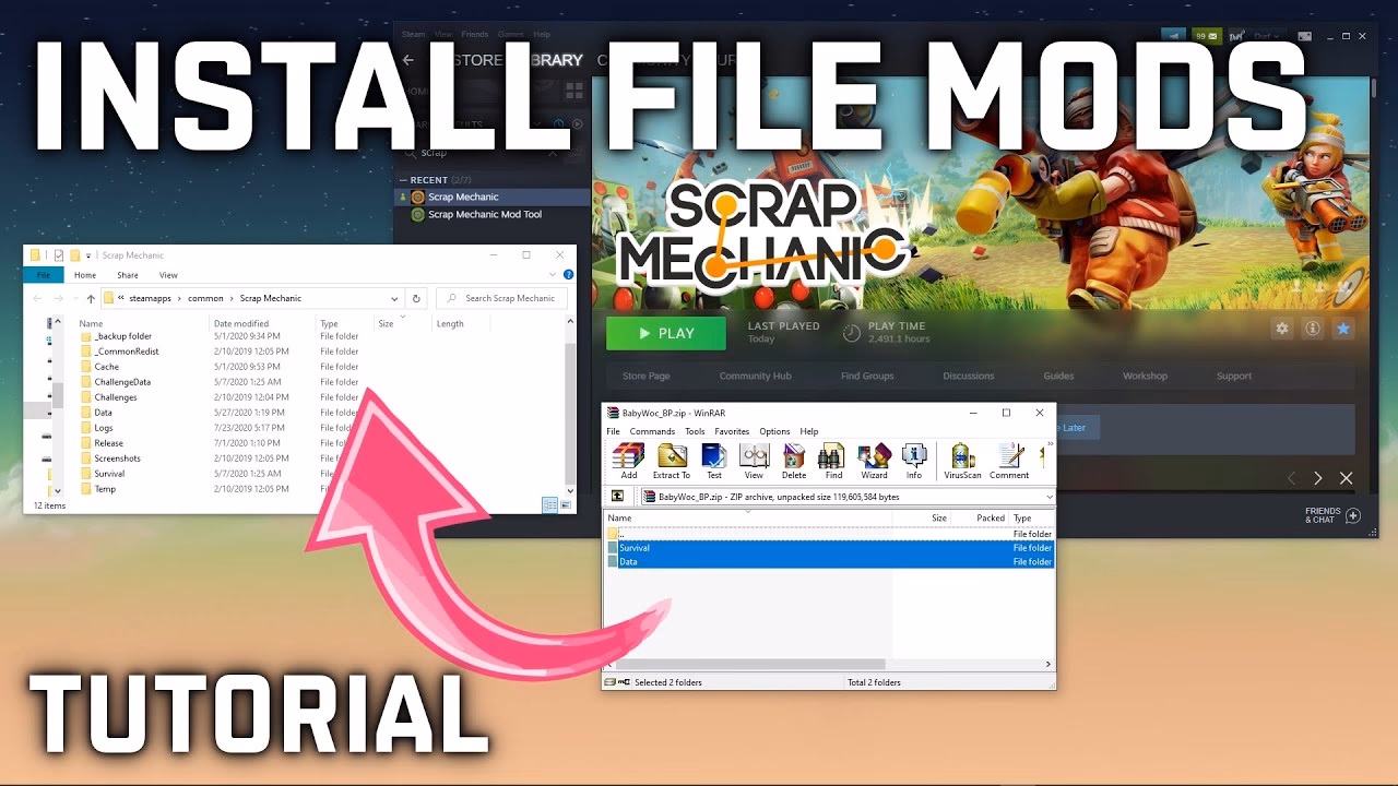 How do I backup a mod to a Scrap Mechanic folder?